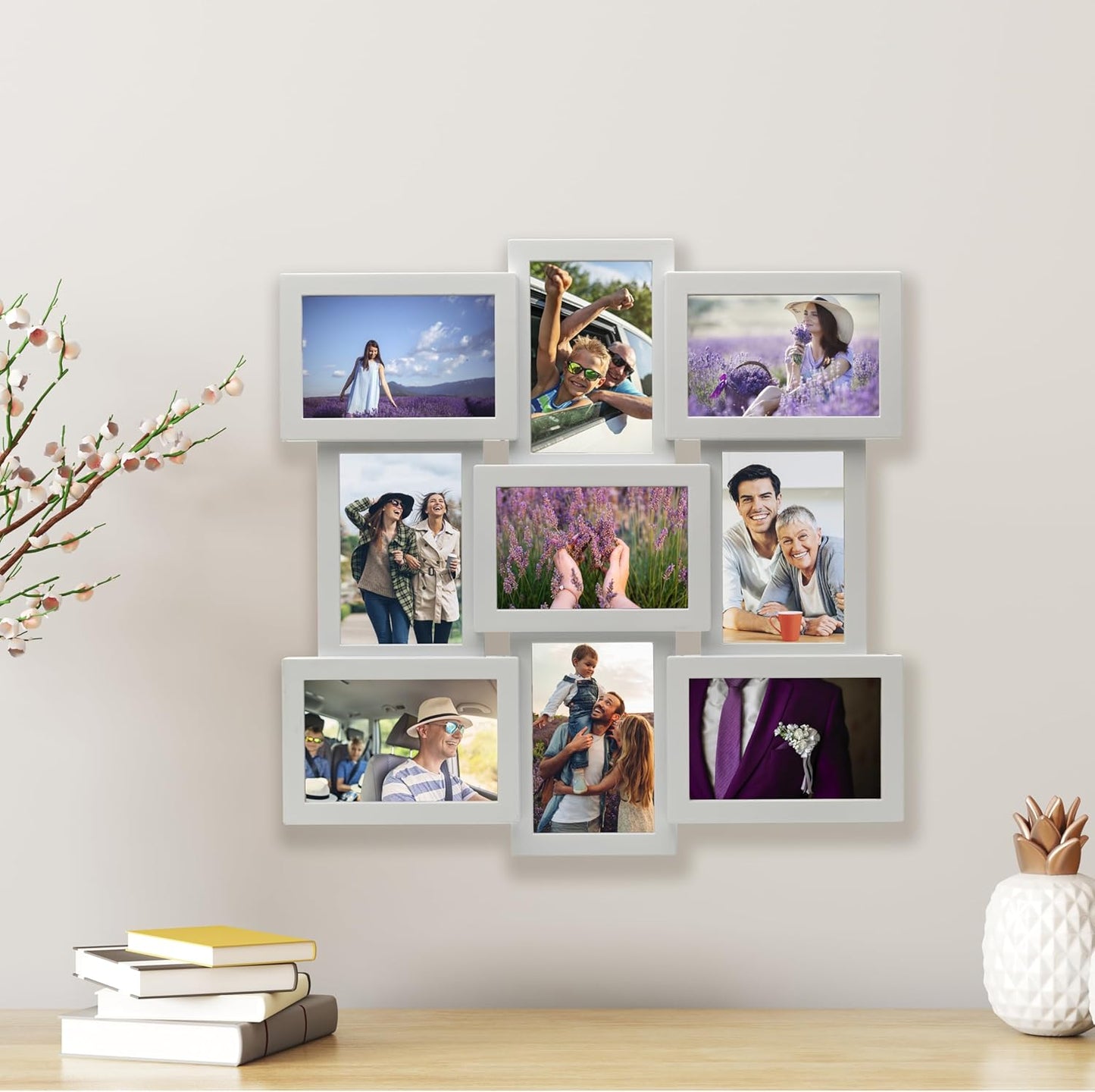 MELANNCO Collage Picture Frame for Wall, Holds 12 Photos - Six 4x6 and Six 6x4 Images, 18x23 Inch Black Plastic Frame, Hang Horizontal or Vertical, Gallery Wall Decor