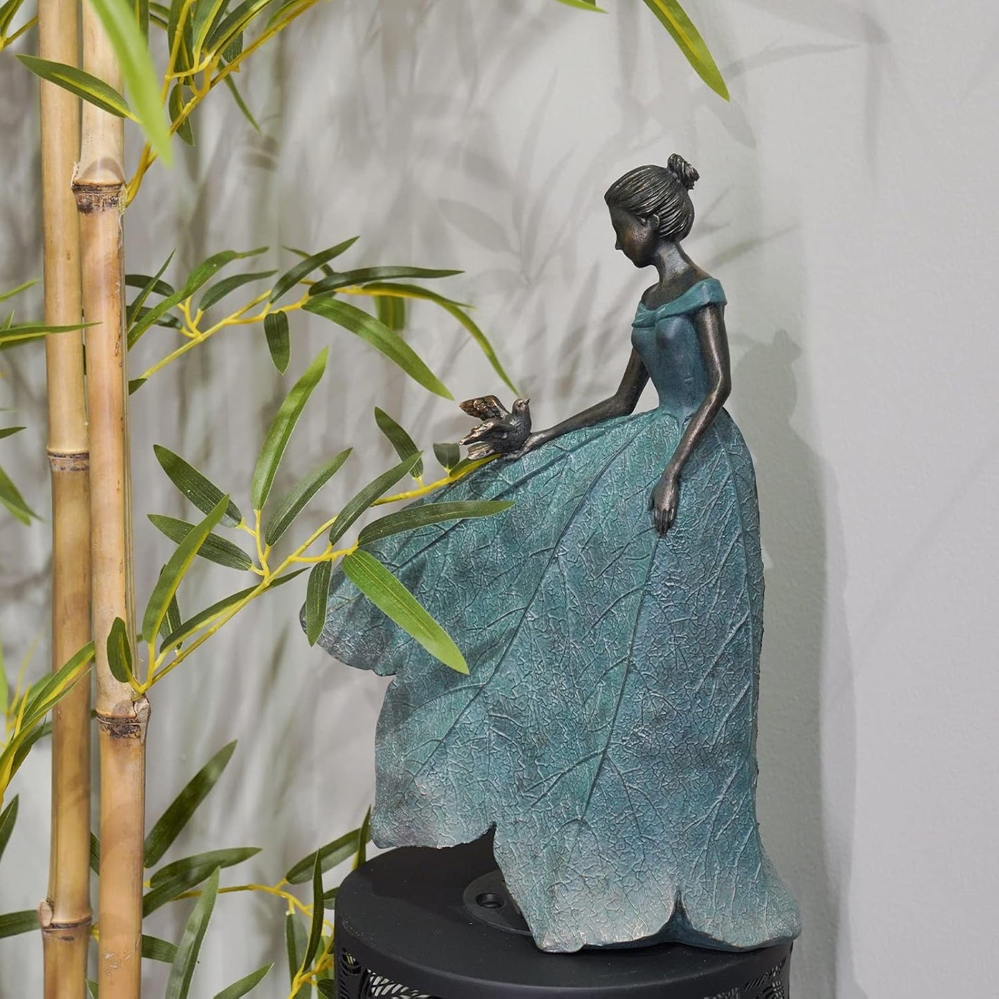Guichifun Fairy Statue Collection Home Decoration - Leaf Angel Girls Resin Modern Table Decor for Living Room Office Sculpture Decor for Women Indoor Rustic Figurines Gift 5 x 3 x 7.5 Inch