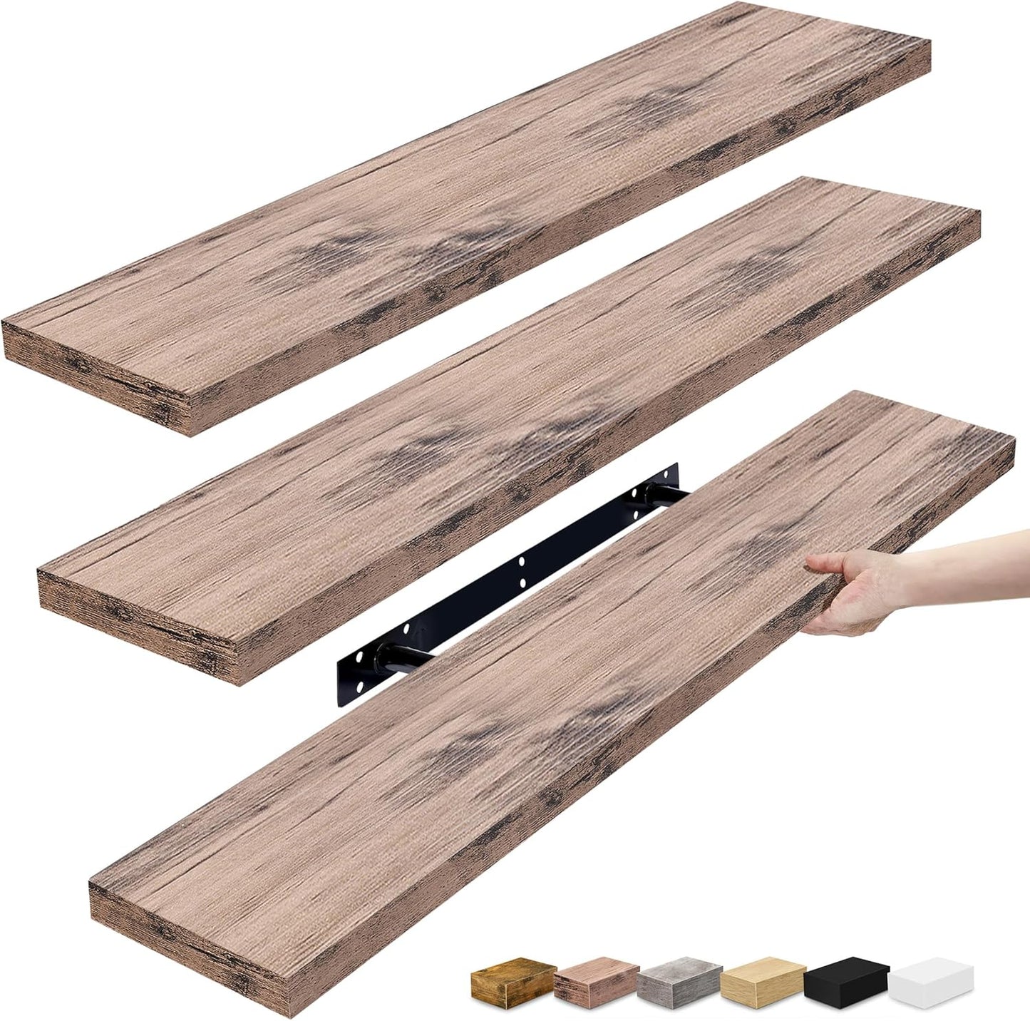 Sorbus Floating Shelves for Wall - 48 Inch Long Bathroom Shelves, Wall Decor for Bedroom, Kitchen, Living Room & Book Storage - Mounted Floating Shelf with Invisible Brackets (Maple Wood, 2 Pack)