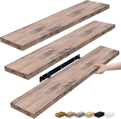 Sorbus Floating Shelves for Wall - 48 Inch Long Bathroom Shelves, Wall Decor for Bedroom, Kitchen, Living Room & Book Storage - Mounted Floating Shelf with Invisible Brackets (Maple Wood, 2 Pack)
