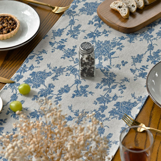 Artoid Mode Monochrome Sketch Branch Toile Textures Chinoiserie Cotton Dark Grey Table Runner, Seasonal Retro Vintage Kitchen Dining Table Decoration for Home Party Decor 13x72 Inch