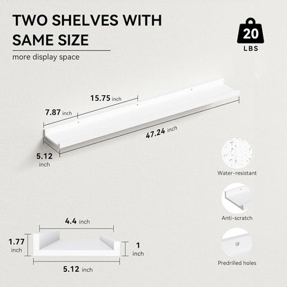 Boswillon Floating Shelves Wall Mounted Set of 2, Modern Black Wall Shelves for Storage with Lip, Display Picture Ledge Shelf for Wall Decor Bedroom Living Room Bathroom Kitchen