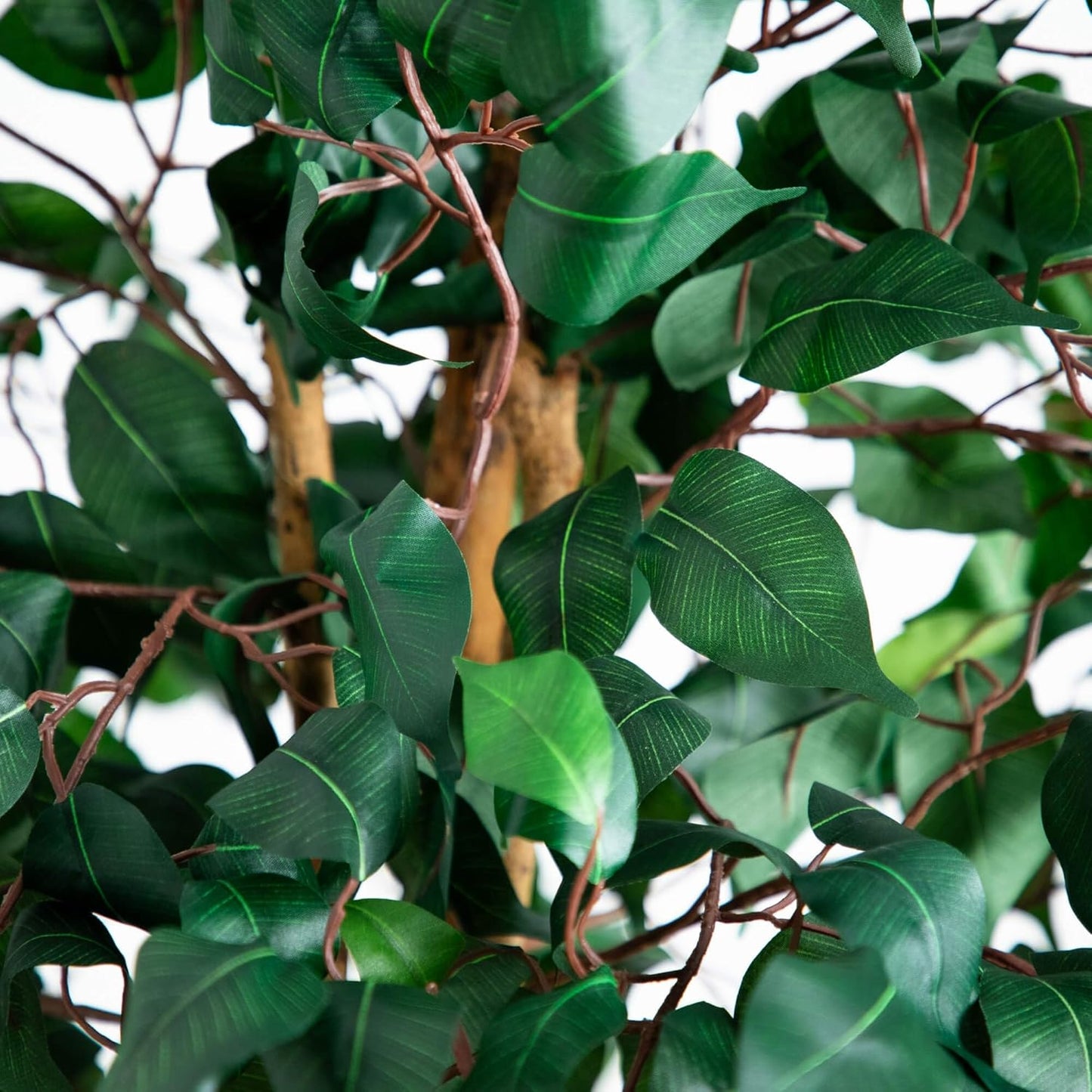 Nearly Natural 4ft Triple Trunk Ficus Silk Tree with Natural Wood Trunks and Dense Foliage, Mid-Size Faux Floor Plant for Home and Office