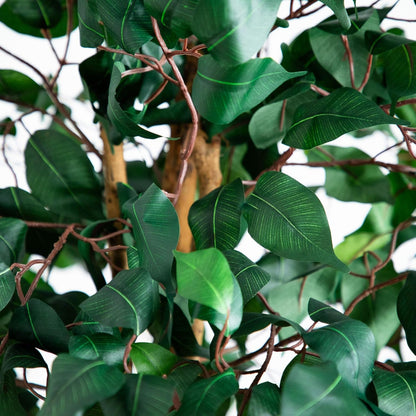 Nearly Natural 4ft Triple Trunk Ficus Silk Tree with Natural Wood Trunks and Dense Foliage, Mid-Size Faux Floor Plant for Home and Office