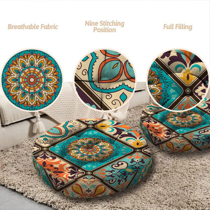 Mandala Meditation Cushion, Boho Meditation Mat, Meditation Pillows for Sitting on Floor, Cushions for Sitting in Home and Outdoor, Square Floor Pillow Cushion Seating for Yoga Accessories 22'' X 22''