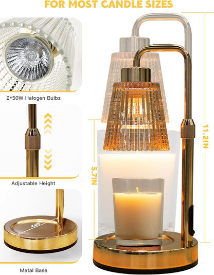 GODONLIF Candle Warmer Lamp with Timer Dimmable, Birthday Gifts for Women Mom, House Warming Gifts New Home Decor, Wax Melt Warmer for Jar Candles with 2 Bulbs