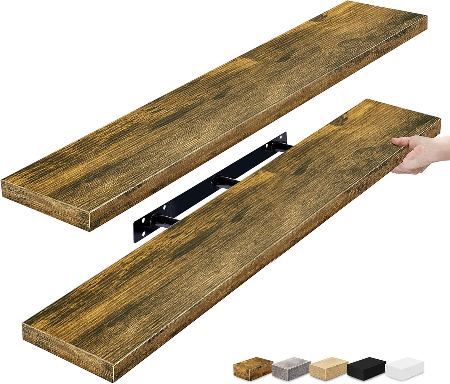 Sorbus Floating Shelves for Wall - 48 Inch Long Bathroom Shelves, Wall Decor for Bedroom, Kitchen, Living Room & Book Storage - Mounted Floating Shelf with Invisible Brackets (Maple Wood, 2 Pack)