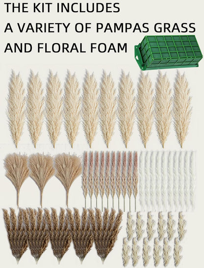 NTLPAMPA Large Boho Decor Pampas Grass Wall Decor (35~50inch) - Natural Dried Flower All-in-One Kit ,Easy Install, Perfect Decor for Living Room、Wedding Arch、Entryway、Party Decor