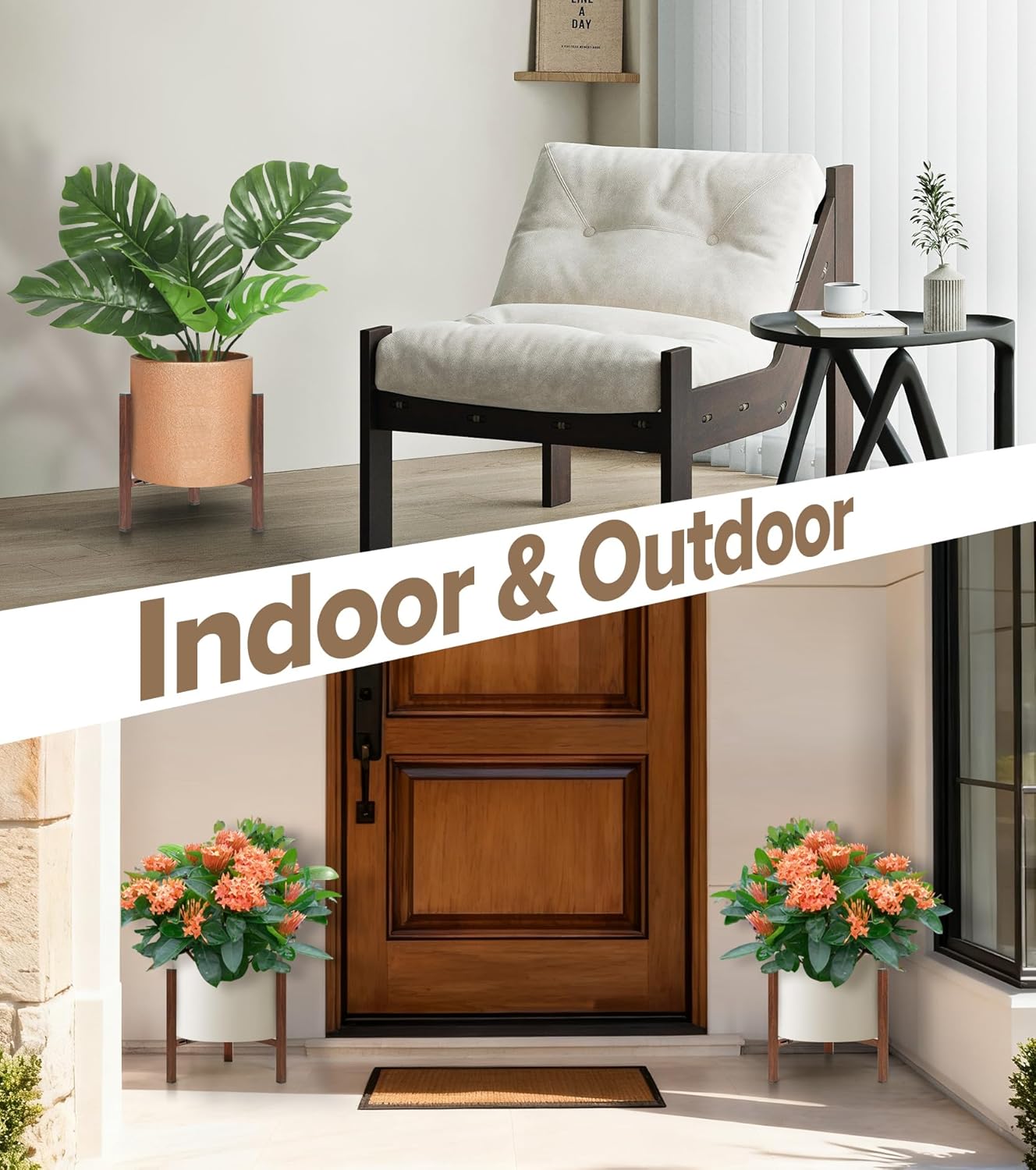 Plant Stand Indoor Adjustable, Metal Modern Indoor Plant Stand, Heavy Duty Plant Stands Outdoor Corner, Stable Plant Holder, Fits 8 to 12 Inches Pots, Black, 1 Pack, Pot & Plant Not Included