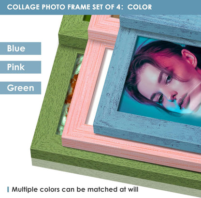 DUENPY 4x6 Collage Picture Frame Tempered Glass Front, Displays Four 4x6 Photo, Family Photo Collage Frame, Wall Decor Wall Hanging or Tabletop, Brown
