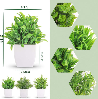 Der Rose 4 Pack Small Fake Plants Mini Artificial Faux Plants in Pots for Home Office Bedroom Living Room Decor