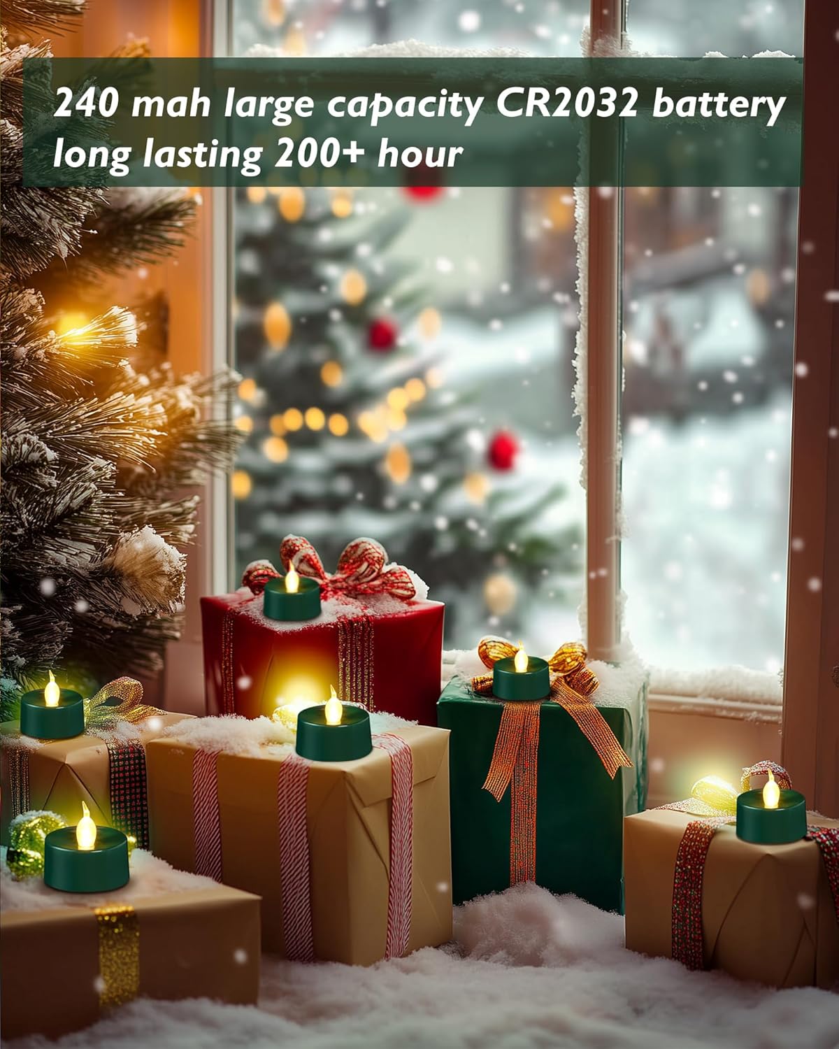 merrynights LED Candles, Tea Lights Candles Battery Operated Bulk, 50-Pack Long-Lasting 200 Hours Flameless Tealight Candles, Realistic Tea Lights for Christmas Halloween Wedding, 1.5'' D X 1.25'' H
