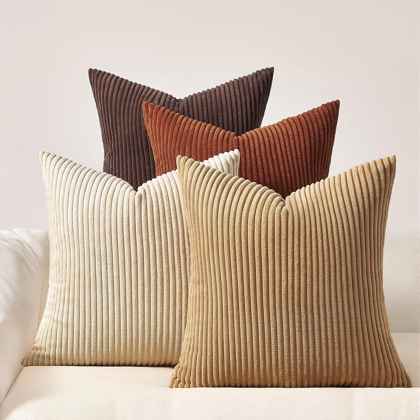 Topfinel Decorative Throw Pillow Covers Cushion Cases, Set of 4 Soft Velvet Modern Double-Sided Designs, Mix and Match for Boho Farmhouse Fall Home Decor (18x18 inch, Orange/Teal)