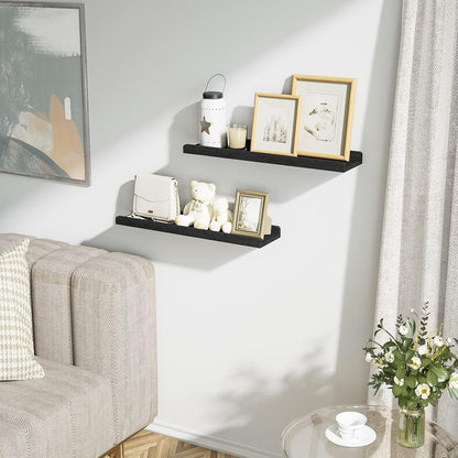 Love-KANKEI Floating Shelves Wall Mounted Set of 2, 17 Inch Rustic Wood Wall Shelves for Storage, Bedroom Living Room Bathroom Kitchen Office and More White