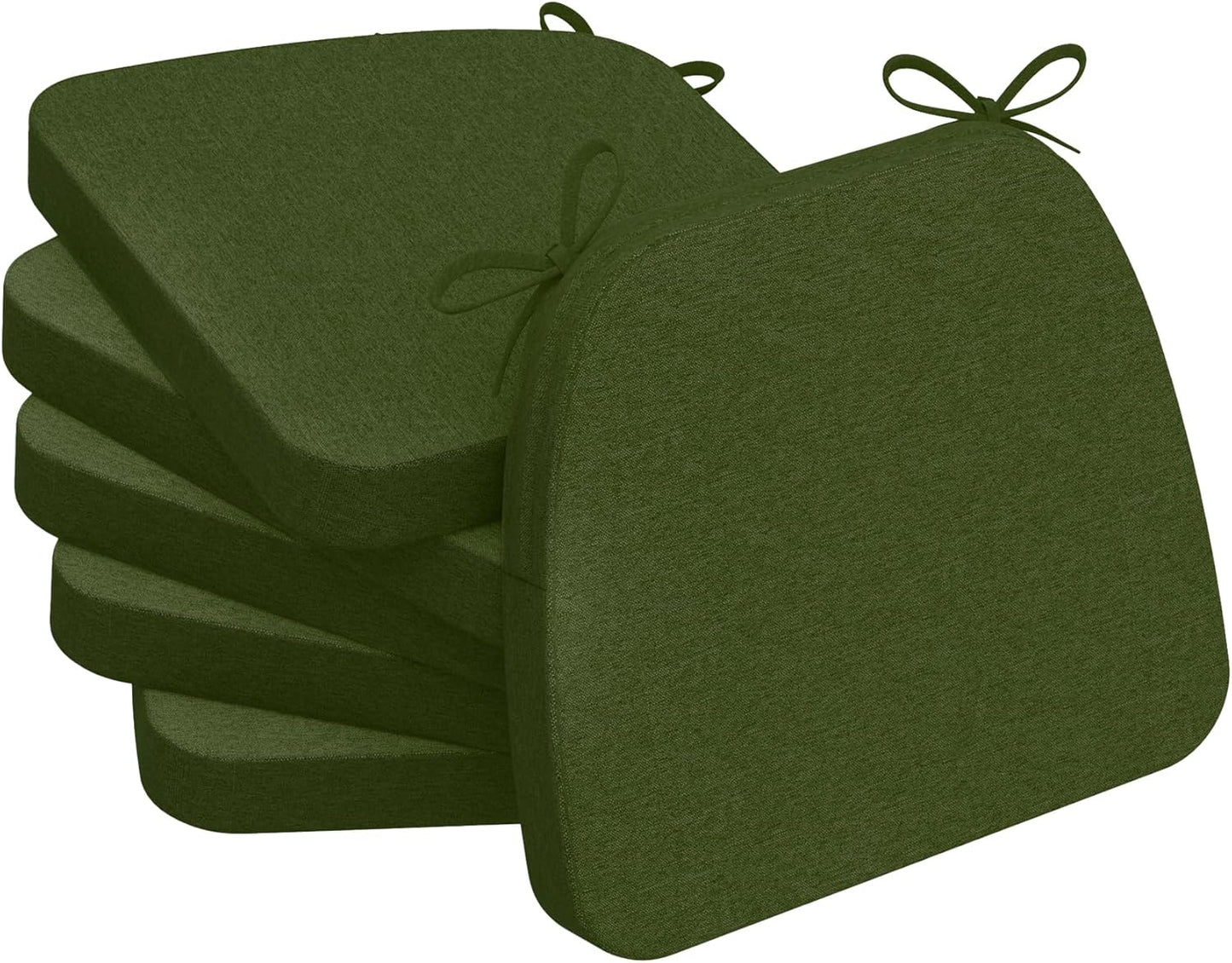 AAAAAcessories D-Shaped Chair Cushions, 2" Thick Dining Chair Pads with Ties and Removable, Machine-Washable Cover, 17" x 16", Set of 4, Oatmeal Beige - Colors B