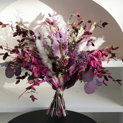 Blush Pink & Burgundy Dried Flower Bouquet, Cream Pampas Grass with Sage Green & Eucalyptus, Boho Dried Flowers for Wedding, Home Décor