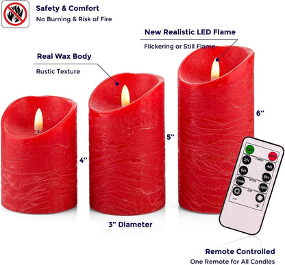 VENTA Set of 3 Warm Ivory Pillar Candles | Real Wax Battery Operated Candles with Flickering Flame | Timeless Year-Round Decor for Weddings, Mantels & Centerpieces