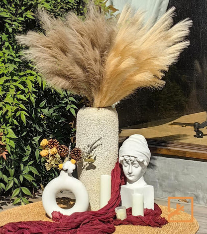 ZIFTY 7-Pcs 38"/3.1FT Faux Pampas Grass Large Tall Fluffy Artificial Fake Flower Bedroom Decor Boho Decor Bulrush Reed Grass for Vase Filler Farmhouse Home Wedding Decor (Beige Mixed)