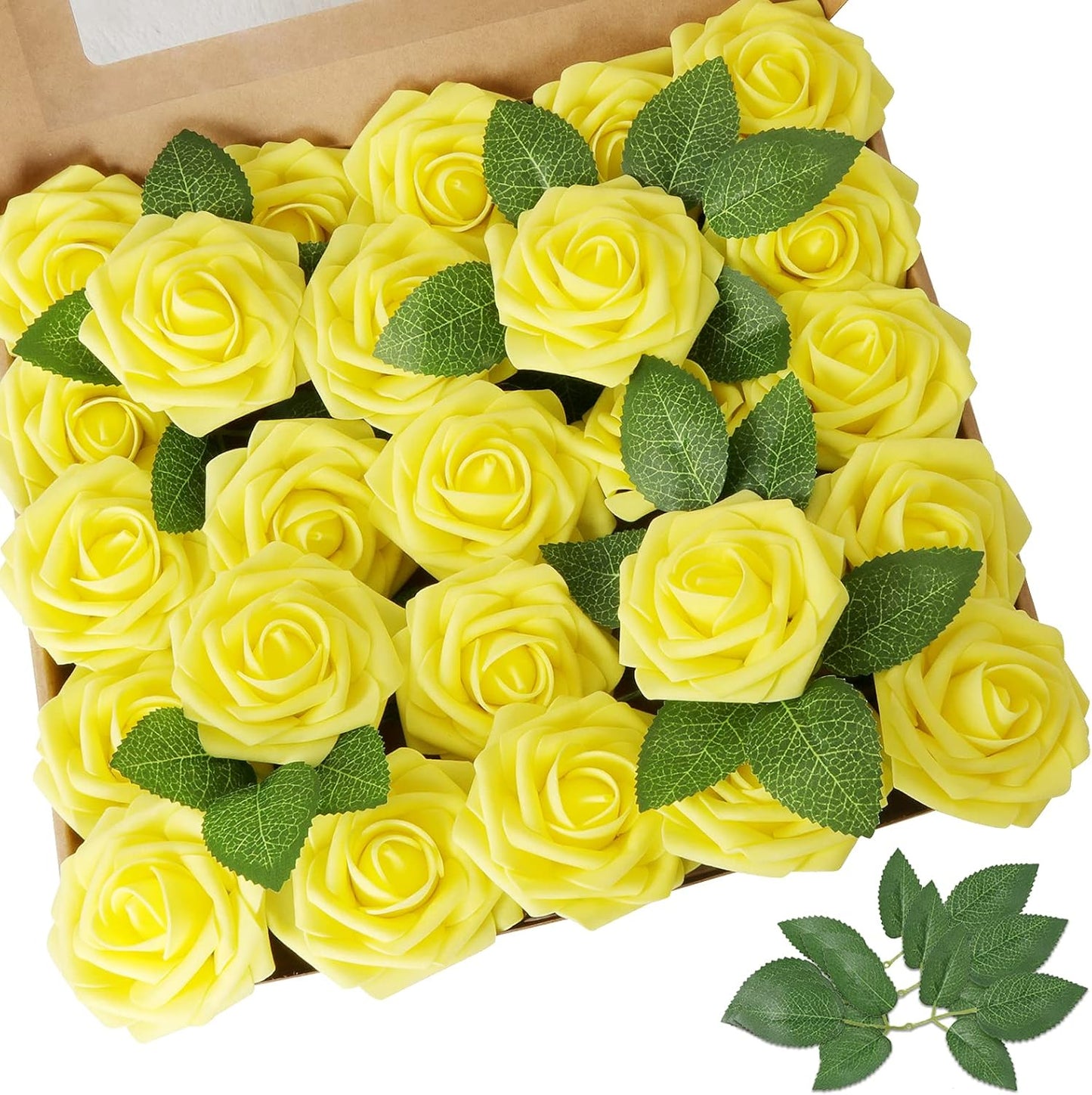 AmyHomie Artificial Flowers Dark Red Rose 25pcs Real Looking Fake Roses w/Stem for DIY Wedding Bouquets Centerpieces Arrangements Party Baby Shower Mothers Day Christmas Tree Decorations