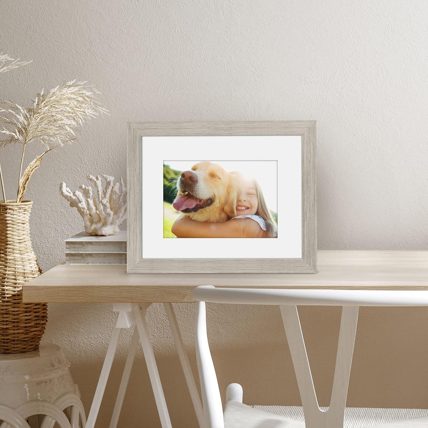 Americanflat 8x10 Picture Frame with Shatter-Resistant Glass - Use as 5x7 Frame with Mat or Display 8x10 Photo Without Mat - Signature Collection - Picture Frames for Tabletop and Wall Display - Black