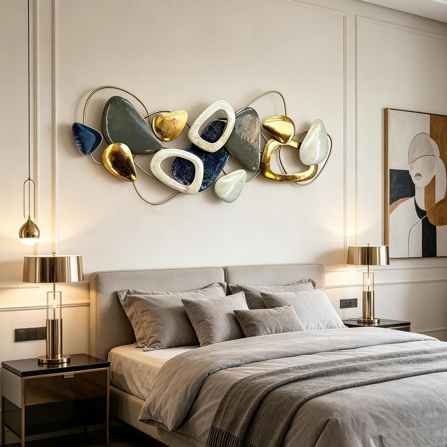 Roivikis Large Metal Wall Art Decor, 3D Abstract Lotus Leaves Wall Handcrafted Modern Decoration for Indoor Outdoor for Living Room, Bedroom, Entryway 52" x 24"