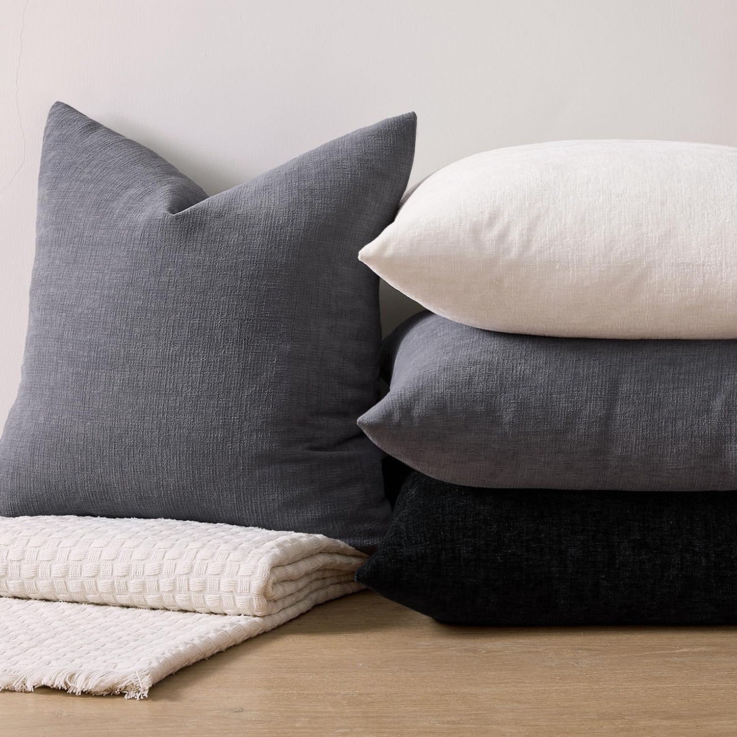 MIULEE Olive Green Couch Pillow Covers 18x18 Inch, Set of 2 Soft Chenille Decorative Square Throw Pillow Covers Farmhouse for Sofa Living Room Bed