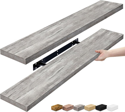 Sorbus Floating Shelves for Wall - 48 Inch Long Bathroom Shelves, Wall Decor for Bedroom, Kitchen, Living Room & Book Storage - Mounted Floating Shelf with Invisible Brackets (Maple Wood, 2 Pack)