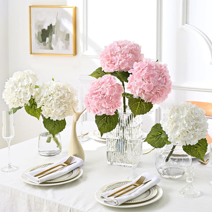 MARTINE MALL 3Pcs 21in Hydrangea Artificial Flowers, Latex Real Touch Hydrangeas Lifelike Large Hydrangea Flowers for Home Decor Party Arrangements Wedding Bouquets Centerpieces (Blue)