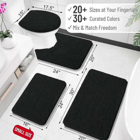 OLANLY Bathroom Rugs 30x20, Extra Soft Absorbent Chenille Bath Rugs, Rubber Backing Quick Dry, Machine Washable Bath Mats for Bathroom Floor, Tub and Shower, Home Decor Accessories, Grey - Colors C