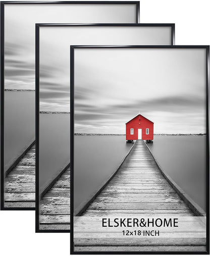 ELSKER&HOME 22.375 x 34 Poster Frame 3 Pack, Black Picture Frame for Horizontal or Vertical Wall Mounting, Sturdy and Scratch-proof