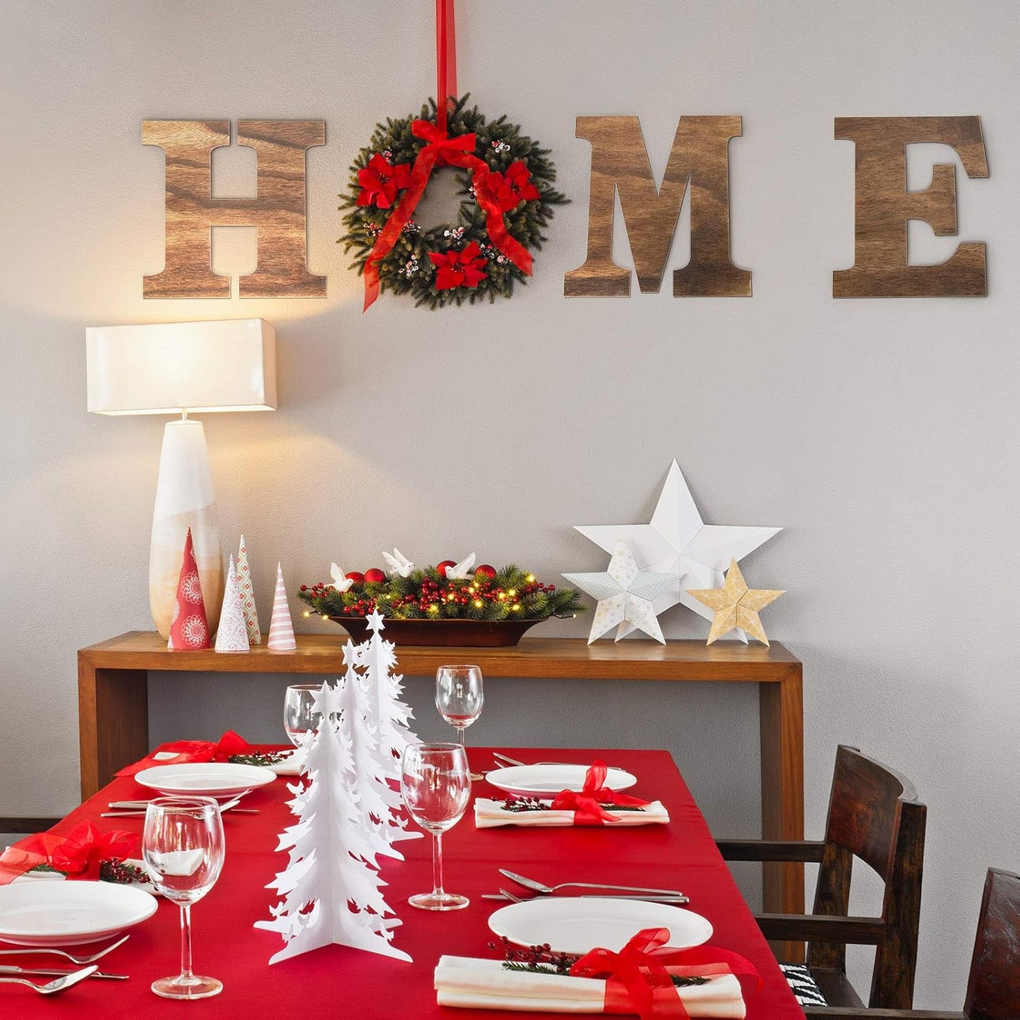 4 Pack Wooden Home Sign Wall Hanging Decor Farmhouse Letters for Wall Art Wreath Rustic Home Decor for Living Room Kitchen Housewarming Gifts(Black)