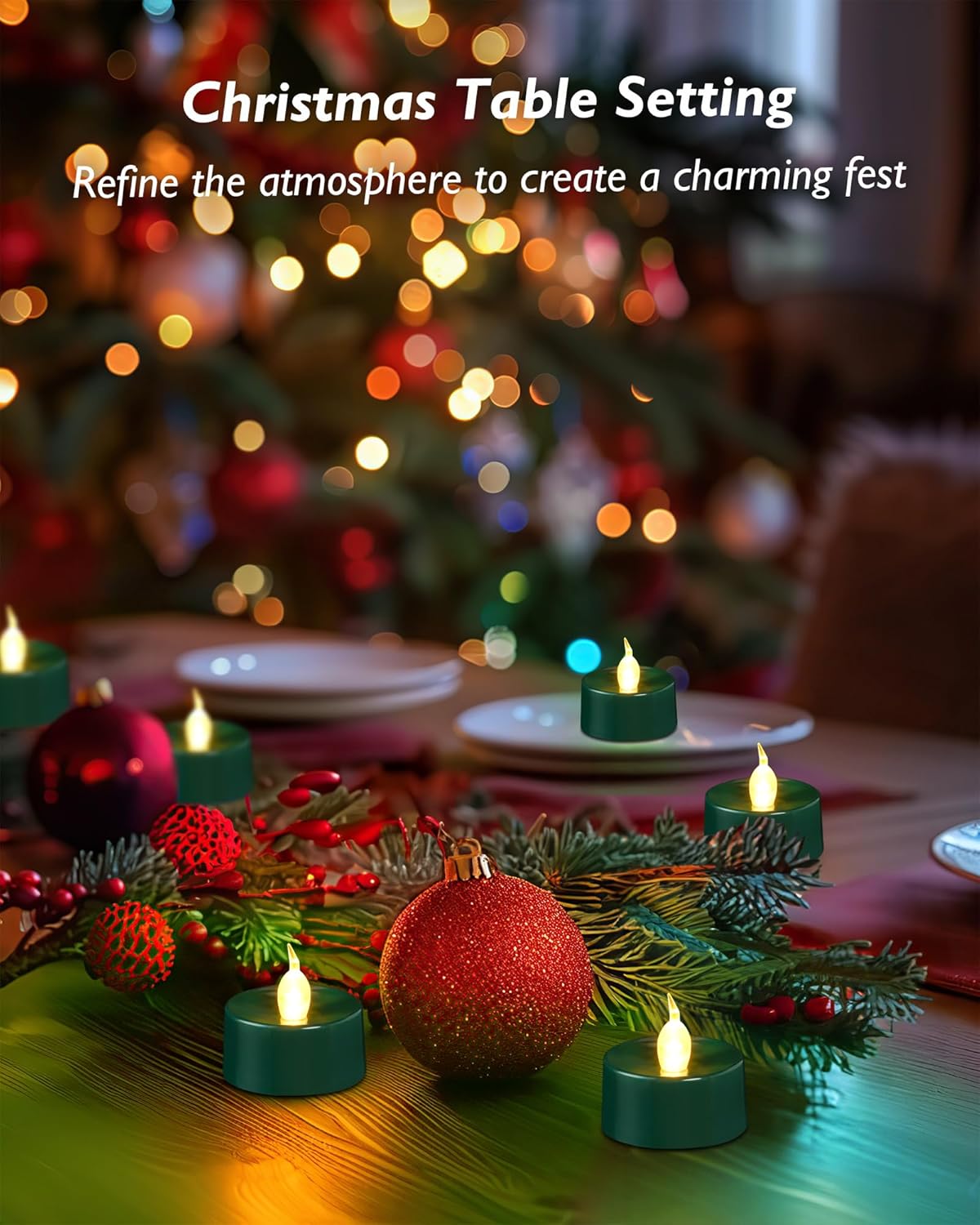 merrynights LED Candles, Tea Lights Candles Battery Operated Bulk, 50-Pack Long-Lasting 200 Hours Flameless Tealight Candles, Realistic Tea Lights for Christmas Halloween Wedding, 1.5'' D X 1.25'' H