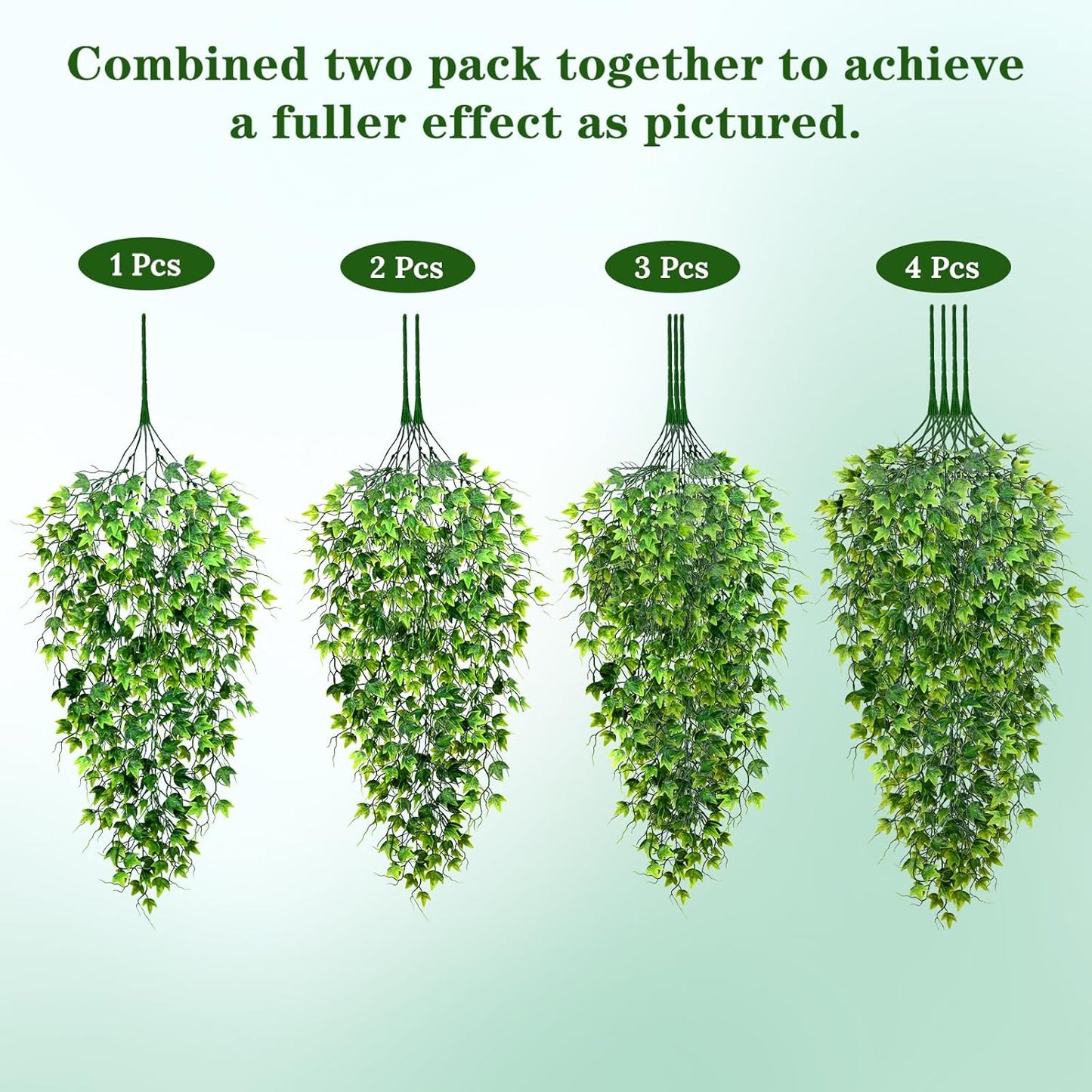 Waipfaru 4Pcs Fake Hanging Plants 2.7ft Fake Plants Eucalyptus Leaves UV Resistant Fake Vines Ivy Artificial Plants Outdoor Faux Plants Indoor Bedroom Living Room Boho Wall Porch Shelf Decor