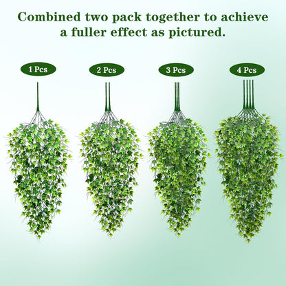 Waipfaru 4Pcs Fake Hanging Plants 2.7ft Fake Plants Eucalyptus Leaves UV Resistant Fake Vines Ivy Artificial Plants Outdoor Faux Plants Indoor Bedroom Living Room Boho Wall Porch Shelf Decor