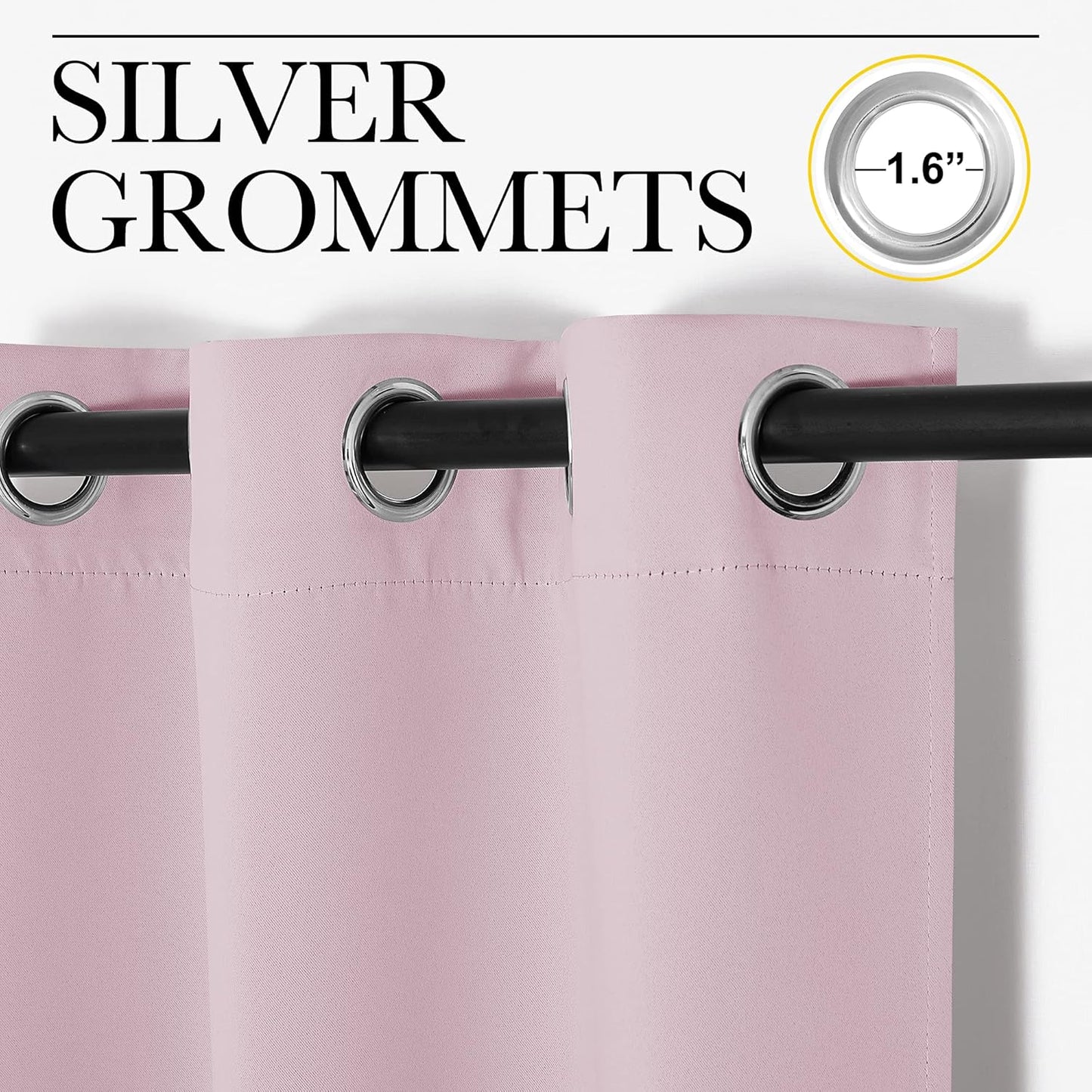 NICETOWN Halloween Pitch Black Solid Thermal Insulated Grommet Blackout Curtains/Drapes for Bedroom Window (2 Panels, 42 inches Wide by 63 inches Long, Black) - Colors B