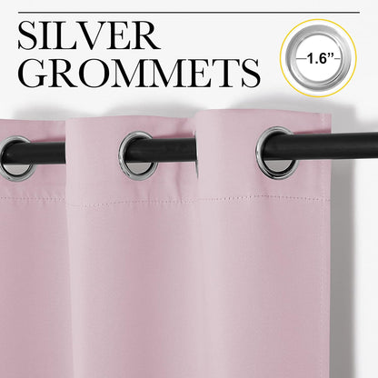 NICETOWN Halloween Pitch Black Solid Thermal Insulated Grommet Blackout Curtains/Drapes for Bedroom Window (2 Panels, 42 inches Wide by 63 inches Long, Black) - Colors B