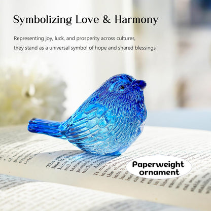 H&D HYALINE & DORA Blue Glass Bird Figurines Bird Gifts for Bird Lovers Women Crystal Glass Animal Figurine Collectible for Home Shelf Decor