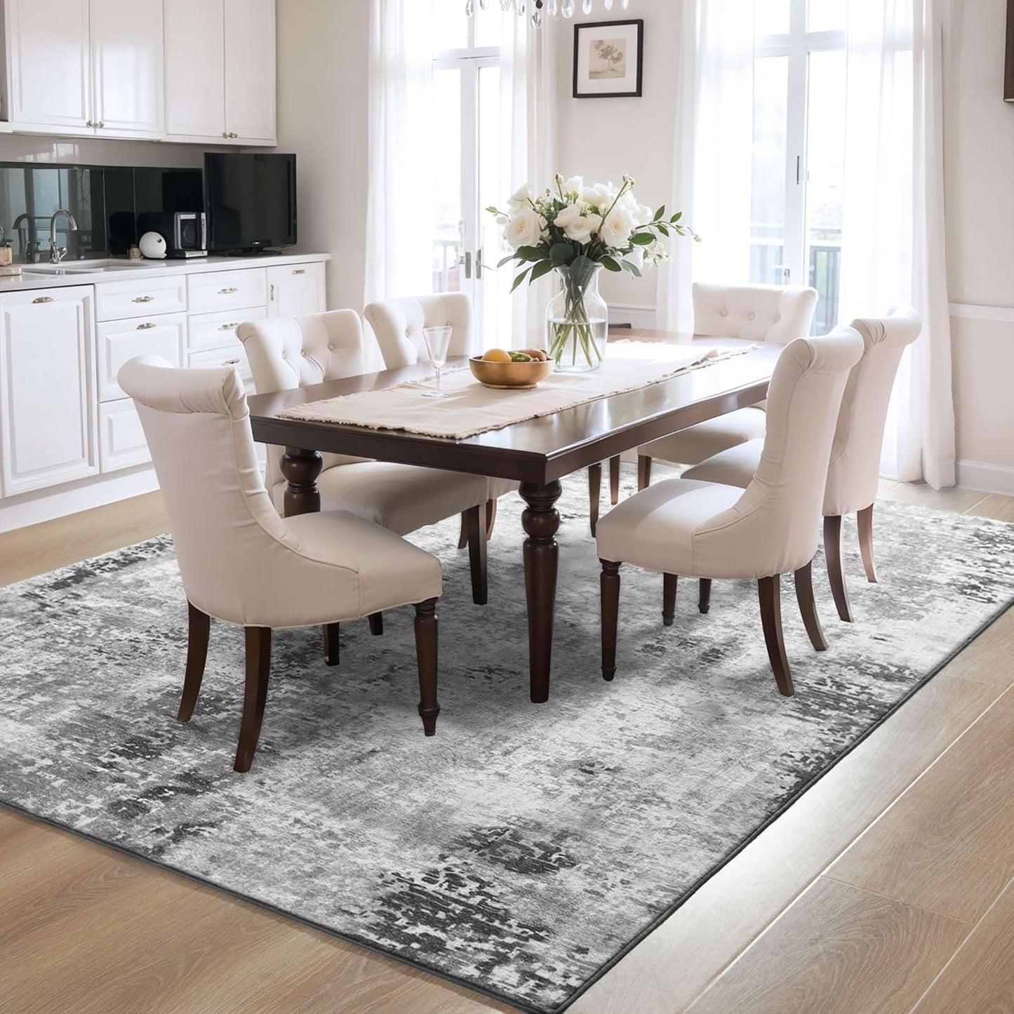 Ompaa 2x6 Rug Runners for Hallways Kitchen Runner Rug Non Slip Washable Grey Long Runner Rugs with Rubber Backing Soft Abstract Carpet Runner for Hallways, Kitchen, Bedroom, Bathroom, Entryway - Colors A