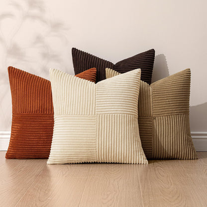 MIULEE Teal Orange Decorative Throw Pillow Covers 18x18 Inch Set of 4 Boho Corduroy Striped Cushion Cases Modern Farmhouse Patchwork Pillow Cases for Couch Sofa Bedroom Home Decor