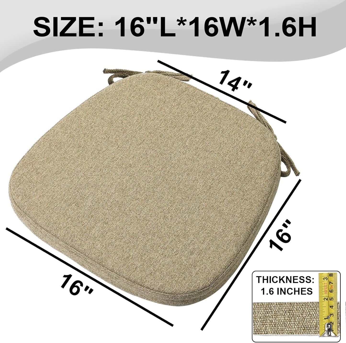 SINOSSO 1 Pack Memory Foam Chair Cushions for Dining Chair, Friendly Woven Fabric 16" U-Shape Comfortable Kitchen Chair Pad, Removable Slip Resistant Seat Cushion (1 Piece, Blue)