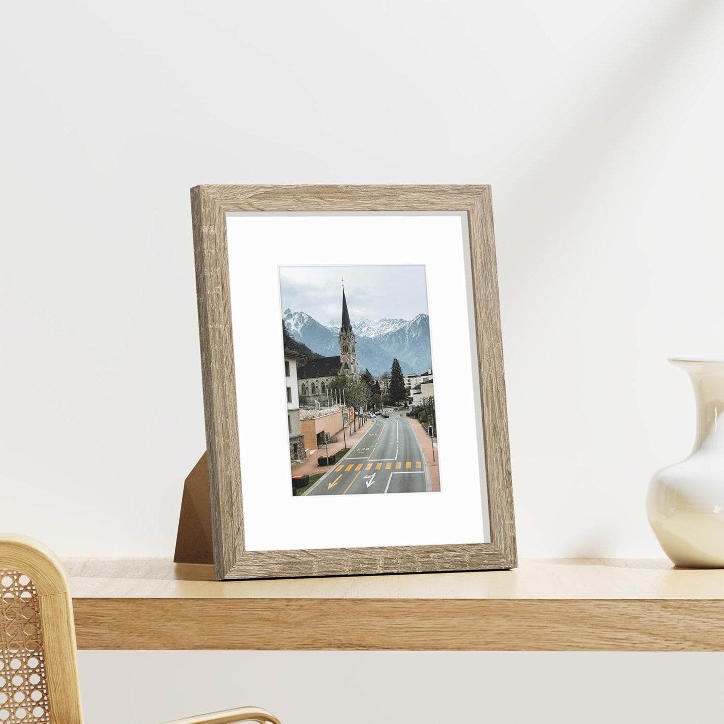 Vittanly 8x10 Picture Frames Set of 9, Shatter Resistant Plexiglass, Display 5x7 Pictures with Mat or 8x10 without Mat, Photo Frames for Wall or Tabletop, Engineered Wood, Black - Colors B