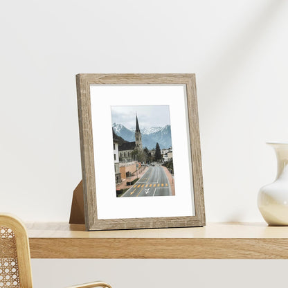 Vittanly 8x10 Picture Frames Set of 9, Shatter Resistant Plexiglass, Display 5x7 Pictures with Mat or 8x10 without Mat, Photo Frames for Wall or Tabletop, Engineered Wood, Black - Colors B