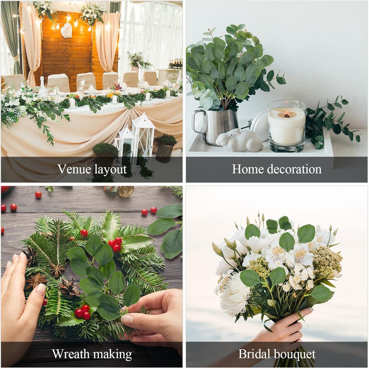 WILLBOND 30 Pieces Eucalyptus Stems Artificial Leaf Stem Faux Long Eucalyptus Artificial Greenery Leaves for Wedding, Office, Holiday, Home, Garden, Greens Decor