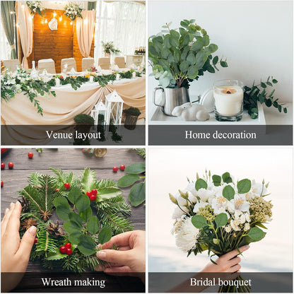 WILLBOND 30 Pieces Eucalyptus Stems Artificial Leaf Stem Faux Long Eucalyptus Artificial Greenery Leaves for Wedding, Office, Holiday, Home, Garden, Greens Decor