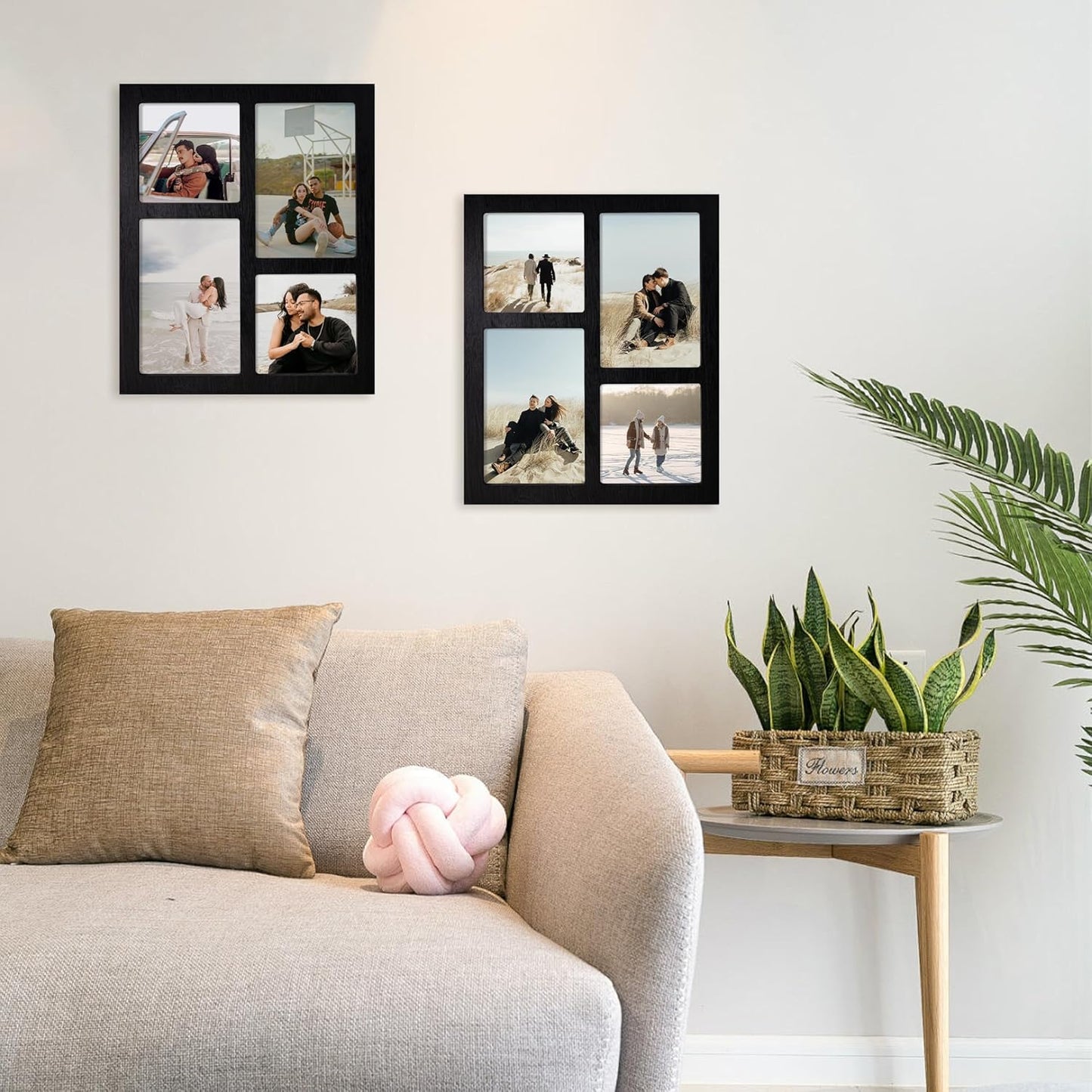YESKAY 4x6 Picture Frame Collage for Wall Decor, Multiple Photo Collage Frames with Tempered Glass, 7-Opening for 4 x 6 Picture Frames, Rustic Brown, 1 Pack