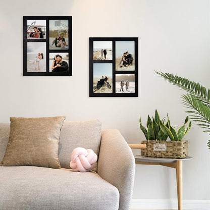 YESKAY 4x6 Picture Frame Collage for Wall Decor, Multiple Photo Collage Frames with Tempered Glass, 7-Opening for 4 x 6 Picture Frames, Rustic Brown, 1 Pack