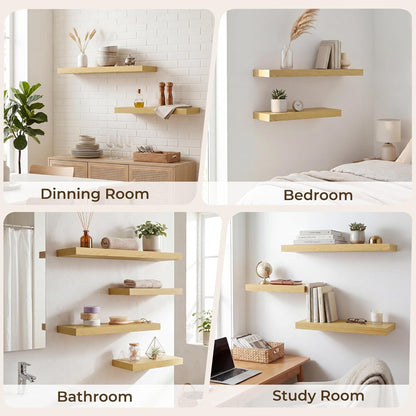 RICHFOCUS 72Inch Floating Shelves for Wall 2 Pack Shelves for Bedroom|Kitchen|Bathroom Wall Mounted Rustic Wood Floating Shelf with Invisible Brackets for Books|Storage|Decor, Rustic Brown