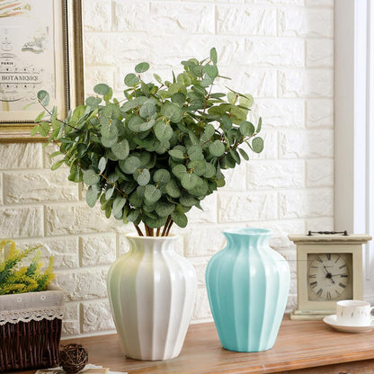 HNVNER 6 Bunches Artificial Eucalyptus Stems 24" Faux Eucalyptus Leaves Branches Silk Fake Green Foliage Artificial Plants Greenery for Flower Arrangement Home Wedding Party Decoration