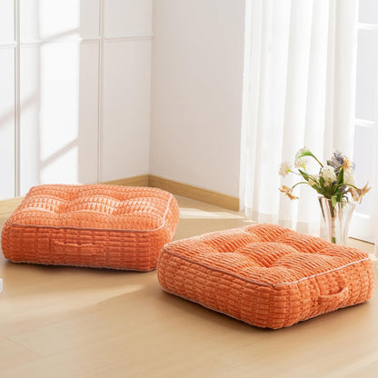 HIGOGOGO Floor Pillow Cushion for Adults, Meditation Cushion Pillow, Blended Corduroy Cover, Large Square Floor Sitting for Tatami Living Room or Yoga, 22x22 Inch, Beige