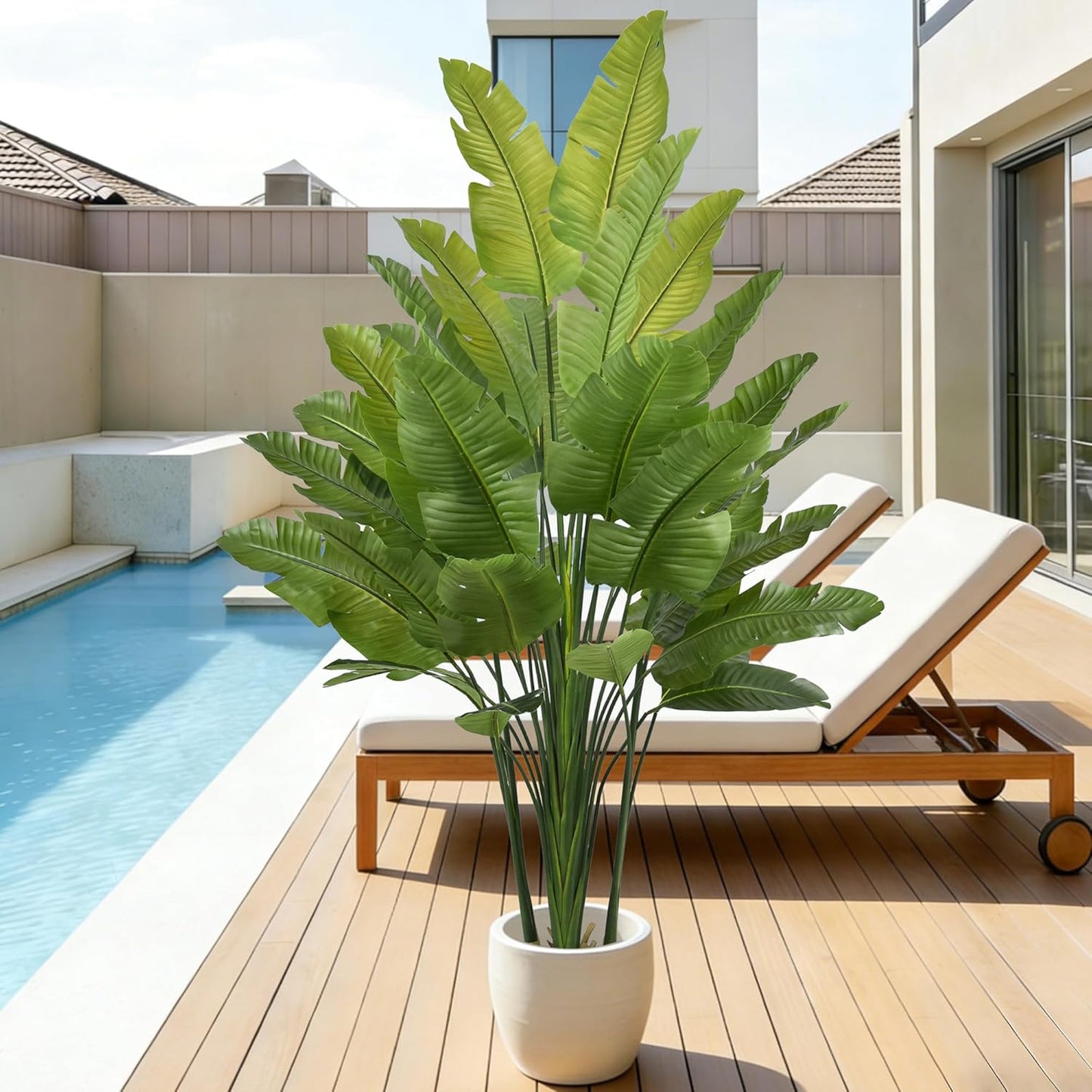 Bird of Paradise Plant Artificial 7.5FT - Tall Faux Plants Indoor with 34 Lifelike Leaves Trunks, 96" Large Fake Tropical Floor Plant for Home Office Living Room Bedroom Indoor Decor